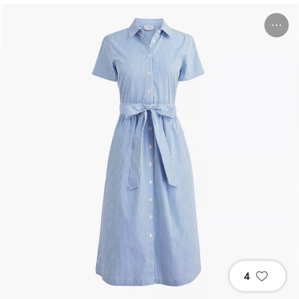 J.Crew Factory midi collared button up dress in blue stripes. Size 4